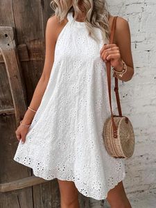 Vestidos casuales elegante mini vestido de verano blanco sin mangas fiesta femenina corta para mujer ropa elegante 2024 año