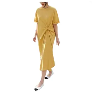 Vestidos informales de manga corta para mujeres Vestido colgante de tamaño grande Camiseta suelta estilo playa Color sólido Vestido de verano Vestido
