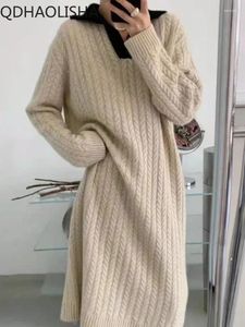 Vestidos casuales Vestido de suéter de mujer Versión coreana Lazy Otoño Invierno 2023 En estilo Moda Moda de punto de longitud media