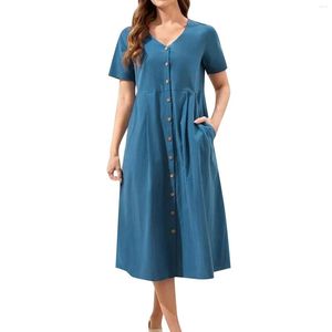 Robes décontractées Womens Cotton Dress Summer Long Cute For Women Straight Belted