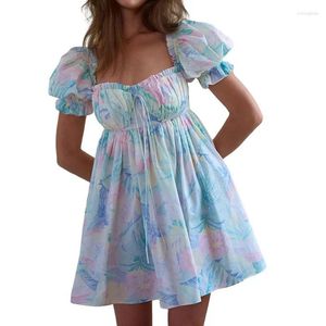 Vestidos casuales wpnaks mujeres dulce mini vestimenta fiesta de la noche ropa de verano hojaldre buffa babydoll lindo babydoll