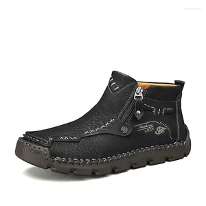 Chaussures décontractées 2024 Semelles faites à la main Oxford Bottines pour hommes Hiver Haut Coton Velours Livraison gratuite