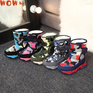 Zapatos informales 2024 Niños de invierno Fabreros impermeables Fabricantes sin deslizamiento de goma de goma Botas de nieve Fashion Warm Outdoor Kids