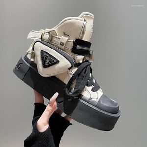 Zapatos informales 2024, botines para mujer, diseño de marca, vaquero Rider Punk Goth, plataforma corta de lona clásica