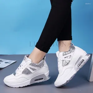 Zapatos informales con cojín de aire para mujer, suela gruesa, tacón inclinado con altura elevada, para viajes al aire libre, transpirables, cómodos, deportivos