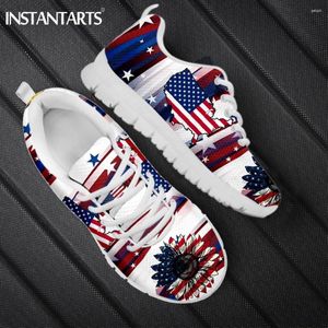 Chaussures décontractées American Independence Day Print Print Running for Women Absorption Sneakers Sunflower 4 juillet Design Flat 2024
