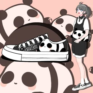Zapatos informales Amy y Michael Lovely Anime Panda niñas estudiantes Low Top lona plana zapatillas femeninas mujer vulcanizadas