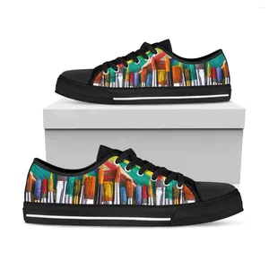 Zapatos casuales bkqu acuarela arte de maestro moda vulcanizada 2024 lienzo de impresión 3d de verano zapatillas de zapatillas negras blancas