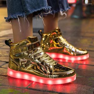 Chaussures décontractées Marque les enfants High-tops s'allument USB Charger Panier LED Enfants LED