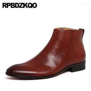 Zapatos informales Borgoña Invierno Italia Europea Black Zipper Genuine Leather Style British Impermeable Botas Hombres Luxury High Top Toe puntiagudo