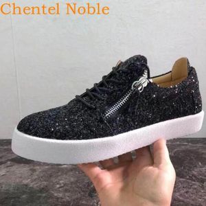 Zapatos casuales Chentel cómodo bling negro lentejuelas de moda clásica vestir hombres zapatillas de zapatilla