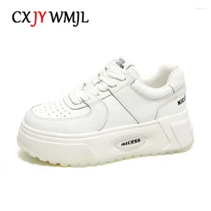 Zapatos casuales cxjywmjl de plataforma de cuero genuino de zapatillas mujeres Spring Vulcanized Ladies espesas de la corte de la corte del fondo