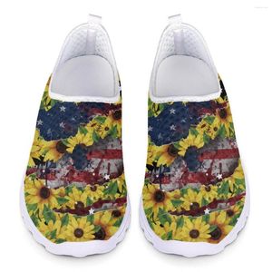 Chaussures décontractées Fashion American Sunflower Butterfly Cartoon Patter