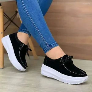 Chaussures décontractées mode femme vulcanisé respirant léger fond épais baskets pour femmes grande taille cravate avant