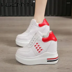 Chaussures décontractées Fashion Fashion Vulcanize Platform Sneakers a augmenté Comfort Ladies High Heels White Taille 34-39