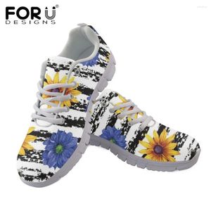 Zapatos informales Forudesigns Hermoso Patrón de girasol Mujer de malla de aire para mujeres zapatillas de cordón Damas Mujer resistente