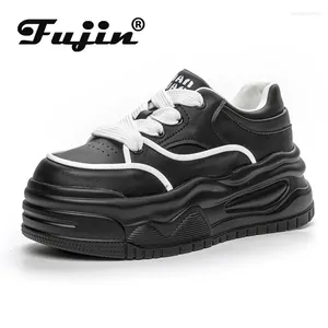 Chaussures décontractées Fujin 7cm en cuir microfibre printemps grosses baskets plate-forme coin Skate embarquement mode femmes automne dames