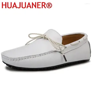 Mocassins en cuir véritable pour hommes, chaussures décontractées de luxe, mocassins blancs, respirants, légers, doux, conduite, grande taille 38-48 49