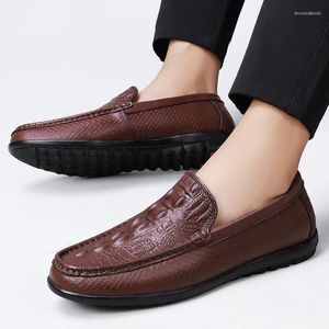 Chaussures décontractées en cuir véritable slip sur les mocassins pour hommes crocodile motif confort mocoasines man business social