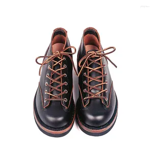 Chaussures décontractées cousues Goodyear Vintage en cuir véritable cheville moto bottes de qualité supérieure bout rond hommes robe plate-forme de travail