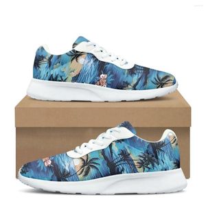 Chaussures décontractées motif arbre tropical hawaïen pour femmes, baskets douces et confortables, résistantes à l'usure, voyage en plein air, légères et respirantes