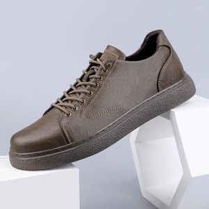 Zapatos casuales de marca de alta calidad para hombres de cuero genuino Simple Beige Oxford suelas resistentes al desgaste deportes de moda