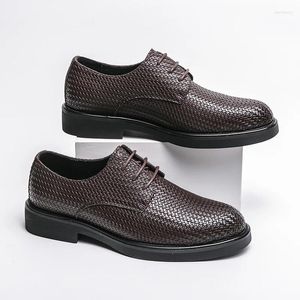 Chaussures décontractées de haute qualité marque hommes en cuir à lacets Simple conférence affaires haut de gamme formel
