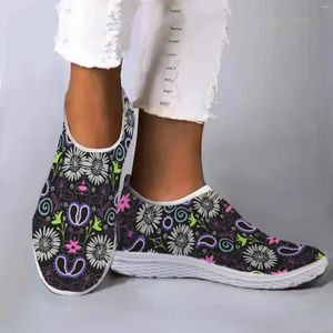 Zapatos informales Instantarts Boho/Abstract Art Diseño Lofers Floral/Floral Impresión Slana de malla Sneakers de malla cómoda