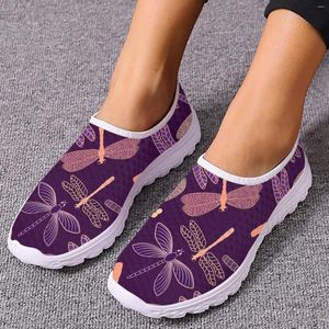 Zapatos casuales instantarts morados boho mariposa diseño de libélulas libélicas mocasines de marca suaves de verano de verano zapatos zapatos