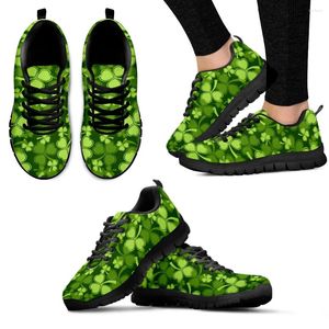Zapatos casuales instantarts stand patrick shamrocks estampados de moda de moda vegetación verde lace-up zapatos planos