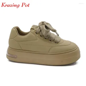 Chaussures décontractées Krazing Pot 2024 Fashion Microfibre Round Toe Lace Up Med Heels Platform Abest Sneakers Vulcanisé