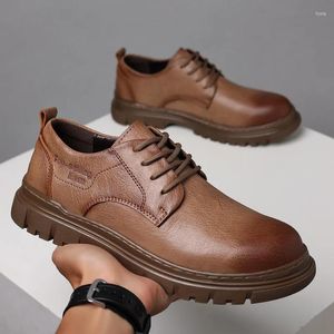 Chaussures décontractées à lacers Low Top Top pour hommes en cuir masculin TRENDY All-Match Mens Soft Comfort Business Shoe Work for Men