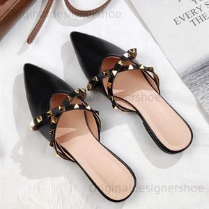 Zapatos informales Lady Gold Slippers No Heels Summer Zapatos Potuntos Tobogados retro Auguras al aire libre EU48-33 29cm Calzado Beige Negro Cute T240409