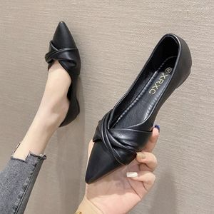 Zapatos casuales de gran tamaño para mujeres trabajos profesionales de moda de primavera y otoño de primavera y otoño cuero de cuero de cuero piso puntiagudo