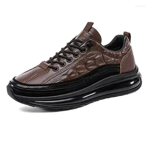 Chaussures décontractées en cuir pour hommes baskets mode luxe confort sport plate-forme chaussures Tenis Masculino chaussure de sport marron
