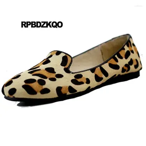 Zapatos informales LEOPARDLA PRINTO CORABACIÓN Mujeres Flat Corea Corea Big Tamaño 40 41 Slip en mocasines Reduce redondo Roll up 2024 Mocasins