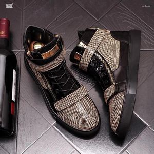 Chaussures décontractées Bottines de luxe pour hommes Tendance Sports Gold High Top Board Personnalité des jeunes dans le Bang A6