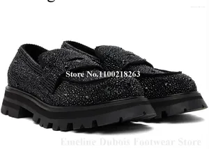 Zapatos casuales hombres bling negros mocasines Emeline Dubois est Cristales de punta redonda altura Slip-On Vestido Aumento