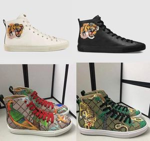 Chaussures décontractées Men de créateurs baskets hautes baskets imprimées authentiques bottes en cuir en colère Cat Tiger Dragon pour femmes taille 35-45