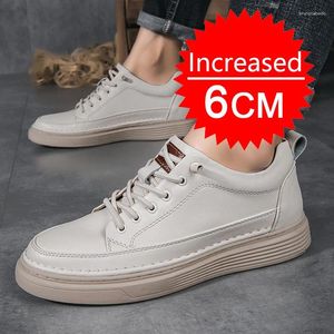 Chaussures décontractées hommes Véritable cuir en plein air hauteur augmentant le levage augmente les baskets de semelle intérieure 4-6-8 cm 36-48