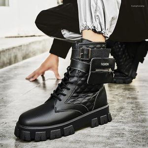 Chaussures décontractées hommes Trainers de luxe en cuir Lace Up Up Zipper Flats Sags Sneakers High Top Boots Owen Black Big Size