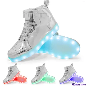 Chaussures décontractées Men a conduit des femmes lumineuses Charges hautes Charges brillantes Bneakers Enfants USB RECHARAGEMable Shuffle Dance Taille 25-47