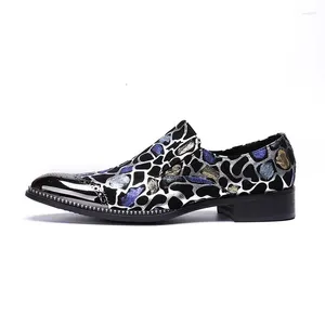 Zapatos Casuales Mocasines para Hombre Punta Puntiaguda Cuero Impreso Vestido Occidental Moda Slip On Fiesta De Negocios