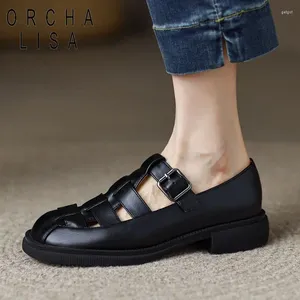 Zapatos informales Orchalisa Brand 2024 Femenino de verano 32 33 Strapa de dedo cuadrados Correa Hollow Big Size 42 43 Mujeres diarias suaves y causales