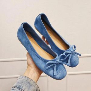 Zapatos informales con punta redonda para mujer, mocasines planos de Ballet de tacón plano antideslizantes con suela suave, Color caramelo, primavera 2024