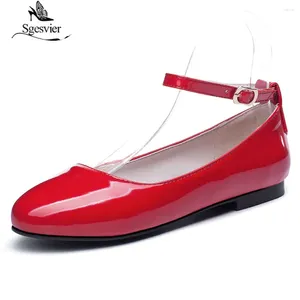 Zapatos casuales SGesvier Round Toe 2024 Estilo elegante Estilo elegante Flats Fails Fashion Classics Patente maduro G239