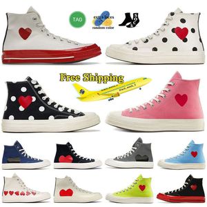 Livraison gratuite Chaussures décontractées blanches 1970S Pink Mens Womens Man Tolevas Black Skate Top Low High Cutt Love Love Eyes Blue Blue Boot Designer Summer Heart Modem