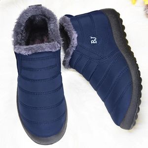 Zapatos informales para mujer, Botas sin cordones para invierno, botines de nieve impermeables para tobillo, Botas femeninas azules 2024 45