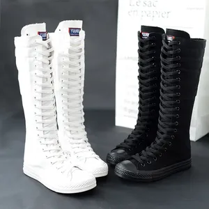 Chaussures décontractées Femme Chaussure High Top Long Boot Lace-Up Zipper Fonction de baskets plates Tenis Feminino Spring Automne