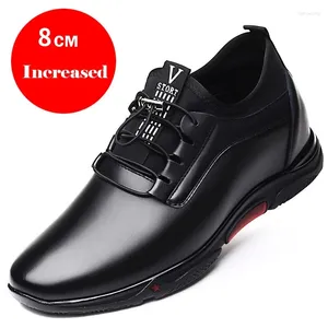 Zapatos casuales YeddaMavis negro para hombres 8 cm de cuero más alto zapatillas de deporte altura zapato tacón alto